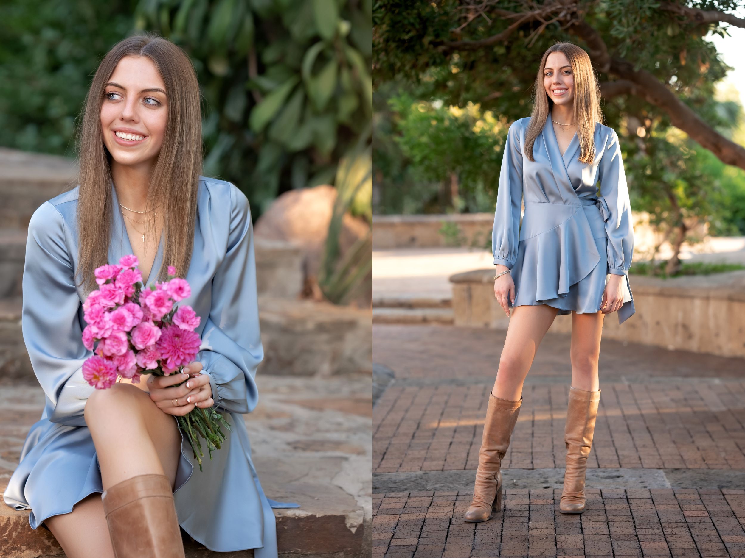 senior girl blue dress