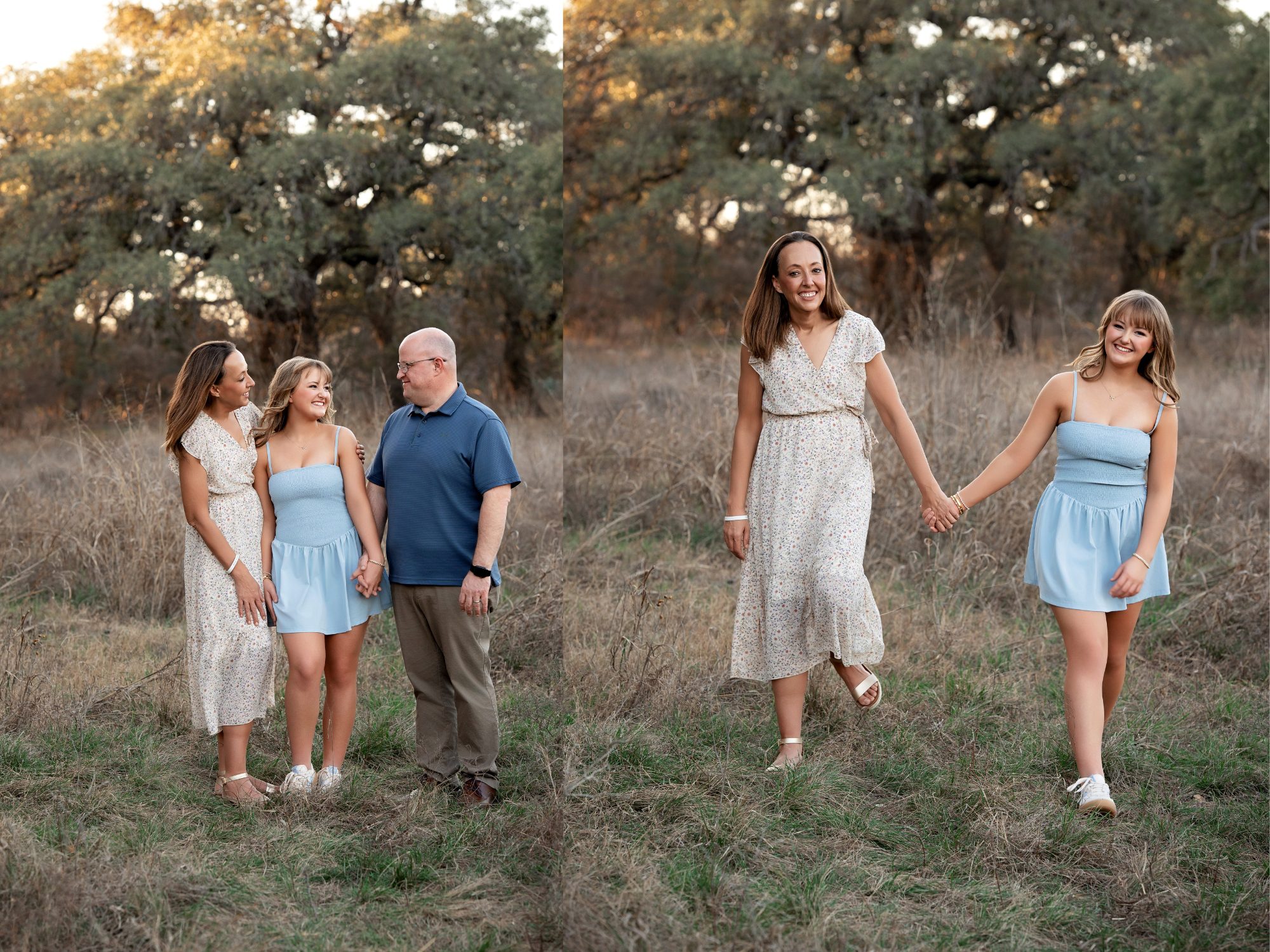 3 San Antonio Texas high school senior portraits with family, natural interaction.